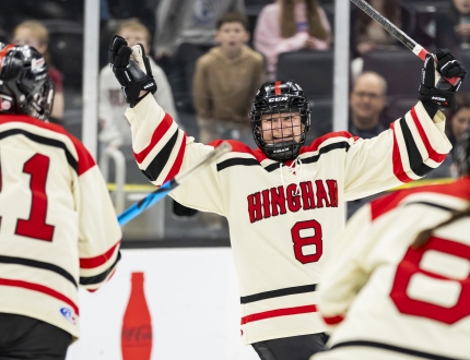 Hingham Girls Ice Hockey celebration 2025